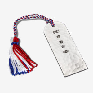 Commemorative Large Church Window Bookmark with Red, Blue & White Tassel made from 958 Britannia Silver for HM Queen Elizabeth II’s Platinum Jubilee