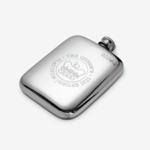 Commemorative 6oz Pewter Hip Flask for HM Queen Elizabeth II’s Platinum Jubilee