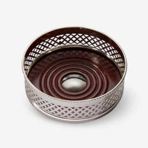 Silverplated Wooden based Wine Coaster with Silver Inlay