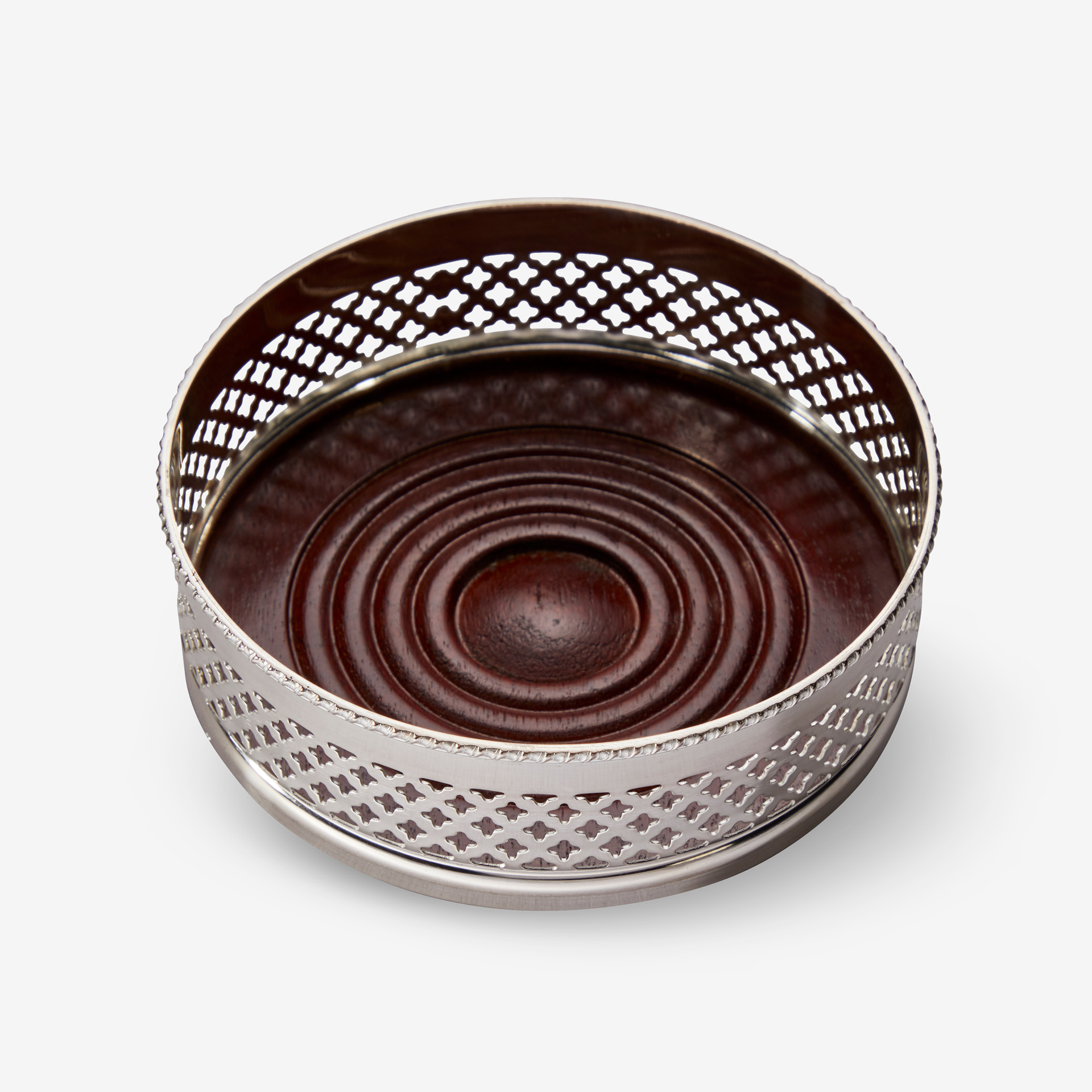 Silverplated Wooden based Wine Coaster
