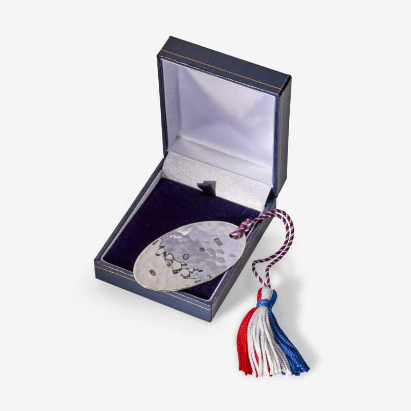 Large Oval Bookmark with silk tassel in 958 Britannia Silver - Image 2